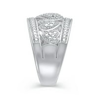 קראט T.W. Brilliance תכשיטים משובחים להקת אופנה לבבות יהלומים בכסף סטרלינג, גודל 6