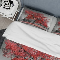 ערכת כיסוי שמיכה מסורתית 'עץ אדום גדול ביום ערפל'