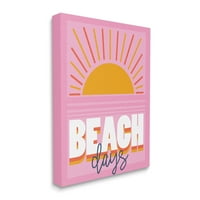 Stupell Industries Beach Days Quote Rising Sun Ray Horizon Pink, 40, עוצב על ידי אנג'לה ניקיאס
