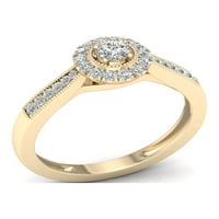 1 3CT TDW Diamond 10K טבעת אירוסין הילה זהב צהוב