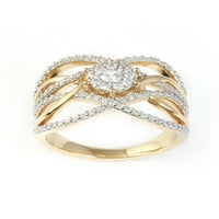 אימפריאל 10K זהב צהוב CT TW TWORSTION DIAMOND טבעת עוקף טבעת אופנה