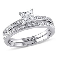 Miabella's Carat T.W. ערכת טבעת נישואין בגזרת נסיכה וחתוך עגול 10KT