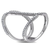 Miabella Carat T.W. יהלום 14K טבעת אופנה זהב לבן פתוח