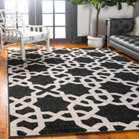 ייחודי נול סבכת גיאומטרי מודרני שטיחים באזור, שחור