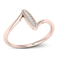 1 20CT TDW Diamond 10K טבעת אופנה עקומת זהב ורד