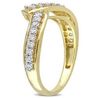 קראט T.W. יהלום 10KT טבעת שברון זהב צהוב