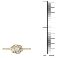 Imperial 1 10ct TDW Diamond 10k טבעת אופנה פרחי ורד זהב צהוב