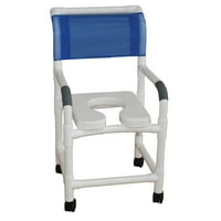 כיסא מקלחת בינלאומי 118-3 וואט 18 רוחב פנימי, 3 גלגלי בלמים תאומים, מושב רך קדמי פתוח מוארך, קיבולת משקל