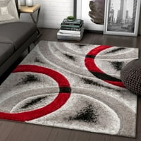 שטיח שטיח שטיח אזור גיאומטרי מודרני של סן פרנסיסקו מודפס, אדום