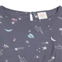 חולצה של Babydoll המודפסת של בנות וונדר אומה עם שרוולים ארוכים, בגדלים 4- & פלוס