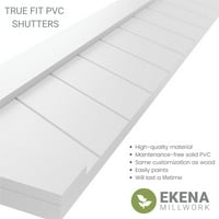 עבודת טחנה של Ekena 15 W 65 H True Fit PVC פאנל יחיד שברון שברון מודרני סגנון תריסים קבועים, לבן