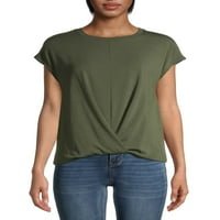 TIME ו- TRU חולצת טוויסט של שרוול קצר של נשים