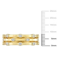 Miabella's Carat T.W. יהלום 10KT טבעת נישואין משולשת זהב צהוב