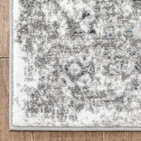 טוב טוב טרס שנהב אפור אפור מסורתי מדליון מזרח מסורתי שטיח רץ פרחוני