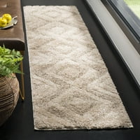 Safavieh Shag Rug Collection שטיח רץ גיאומטרי, Beige