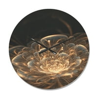עיצוב קרניים מוזהבות עם פרח פרקטל 'שעון קיר עץ מודרני