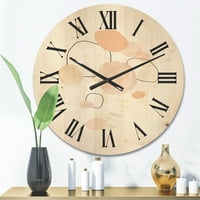 עיצוב 'כתמי צבעי מים על שעון קיר עץ שיק לבן' לבן