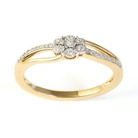 מכסף סטרלינג מצופה זהב צהוב אימפריאלי 1 10CT TW טבעת פרץ יהלום טבעת אופנה
