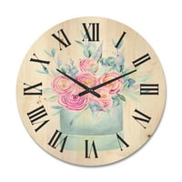 עיצוב עיצוב 'ורדים ורודים עם קופסת מתנה' שעון קיר עץ חווה