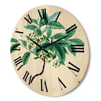 מעצב את 'עלים ירוקים עתיקים צמחים IV' שעון קיר עץ מסורתי