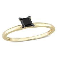 קראט T.W. יהלום שחור 14KT צהוב זהב צהוב שחור רודיום מצופה טבעת אירוסין