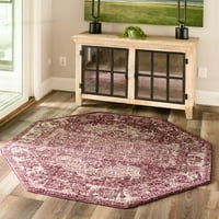 ייחודי נול אדג 'אני איזבלה שטיח סגול שנהב 5' מתומן מרקם מדליון מסורתי מושלם לסלון מיטת חדר אוכל חדר משרד