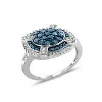 תכשיטנים 0. סטרלינג כסף 1. טבעת יהלום כחול -לבן של קראט לנשים