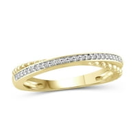 טבעות יהלומים של תכשיטנים לנשים-מבטא תכשיטי טבעת יהלומים לבנים-להקות כסף מצופות זהב 14 קראט לנשים-טבעת