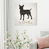 ווינווד סטודיו חיות קיר אמנות בד הדפסי' צ 'יוואווה אהבה' כלבים וגורים-שחור , זהב