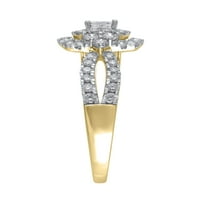 קראט T.W. ברק תכשיטים משובחים נסיכת חיתוך טבעת אירוסין יהלום בזהב צהוב 10KT, גודל 6