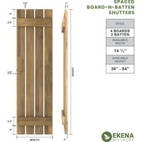 עבודת טחנה של Ekena 1 2 W 46 H Amerraft ארבע לוח חיצוני חיצוני מרווח עץ מרווח-N-Batten תריסים, MOSS GREEN