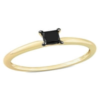 Miabella's Carat T.W. יהלום שחור חתוך נסיכה 10kt טבעת אירוסין סוליטייר זהב צהוב