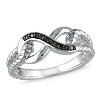 טבעת אינסוף של מבטא יהלום שחור של מיבלה של נשים בכסף סטרלינג