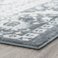 מסורתי אזור שטיח מדליון כהה אפור מקורה מלבן קל נקי