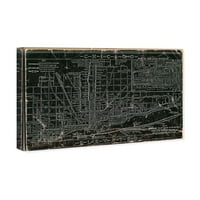 וינווד סטודיו מפות ודגלים קיר אמנות בד הדפסי 'שיקגו רכבת' ארהב ערים מפות - שחור, אפור
