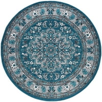 שטיח שטיחים מסורתי כחול מזרחי, עגול מקורה קל לניקוי
