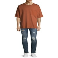 אין גבולות חולצת טריקו לכיס גברים וגברים גדולים עם שרוולים קצרים, בגדלים עד 5XL