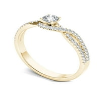 קראט T.W. עקיפת יהלום עוקף-קרוס שוק קלאסי קלאסי 10KT טבעת אירוסין זהב צהוב