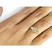 קראט T.W. יהלום לבן חתוך עגול 10KT טבעת דו אבן זהב צהוב