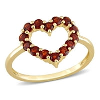 Miabella's Carat T.G.W. גרנט 10KT צהוב זהב טבעת לב פתוח