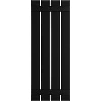עבודת טחנה של Ekena 23 W 55 H True Fit PVC ארבעה תריסי לוח מרווחים עם לוח-נטני לוח, שחור