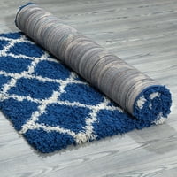 שטיח אזור סבכה מרוקאי שאגי אולטימטיבי, כחול כהה, 3 '3 איקס 4 ' 7