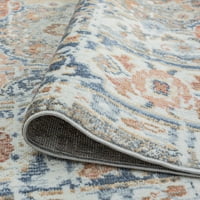 שטיח מסורתי חיל הים המזרחי, רץ מקורה אפור קל לניקוי