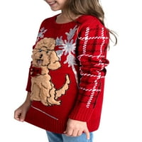 סוודרים עליזים בנות חג המולד של שרוול ארוך שרוול ארוך סוודר סוודר צוואר, מידות 4-16