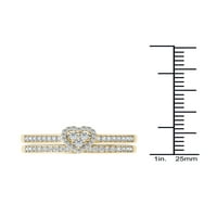 קראט T.W. מסגרת לב יהלום 10KT סט טבעת אירוסין זהב צהוב