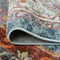 מסורתי אזור שטיח מזרחי ג ' ינס, אפור מקורה עגול קל נקי