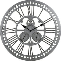 Firstime & Co. Silver Gears שעון קיר חיצוני, תעשייתי, אנלוגי, 1. ב