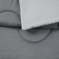 עמוד התווך אפור מיטה בת 7 חלקים בשמיכת תיקים עם סדינים, מלא