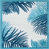 ארוג היטב ולנסיה ראדה כחול עלים טרופיים מודרניים 5'3 7'3 גבוהה-נמוך אזור שטיח