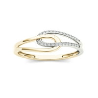 1 10CT TDW יהלום 10K טבעת אופנה לולאות זהב צהובות